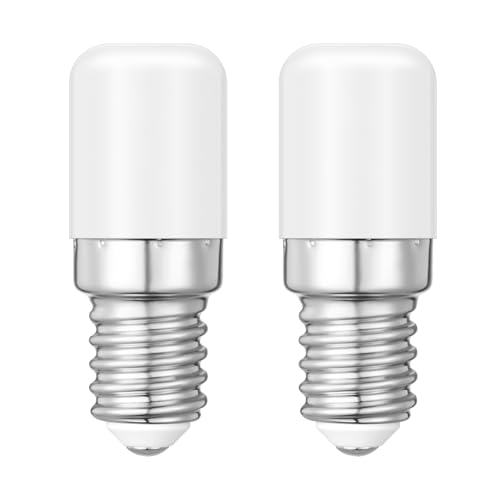E14 LED Kerzenbirnen Kaltweiß 6000K 2W Entspricht 20W Halogenbirnen, E14 SES Kleine Edison Schraub Glühbirnen für Gefrier Dunstabzugshaube Kühlschrank Mikrowellen, Kein Flimmern, AC 220-240V, 2er Pack von Brantoo