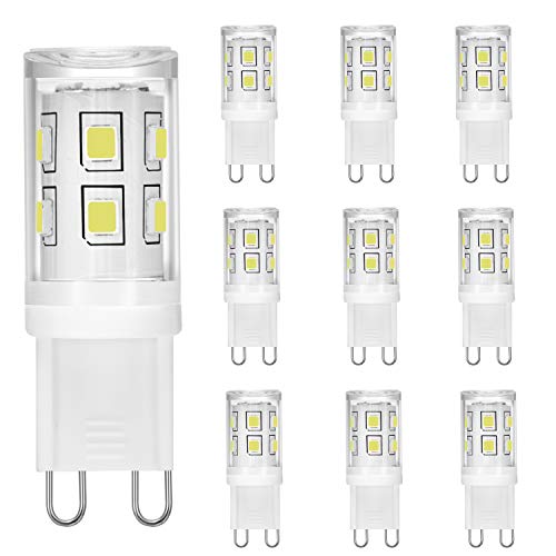 G9 LED Lampen 2W Gleichwertig 15W 20W 25W Halogen Glühbirnen, Kaltes Weiß 6000 K, 260 LM, CRI> 85, G9 Sockel Energie sparen LED Lampe, nicht dimmbar, kein Flimmern, AC 220-240V, 10er Pack von Brantoo