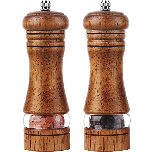 Braoses pfeffermühle Manuelle Salzmühle holz Gewürzmühle Keramikmahlwerk 2er-Set Salz und Pfeffer Mühle Einstellbare Feinheit Höhe: 16,5 cm Retro von Braoses