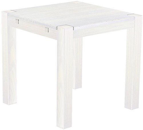 Esstisch Rio Kanto 80x80 cm Pinie Weiss Pinie Massivholz Größe und Farbe wählbar Esszimmertisch Küchentisch Holztisch Echtholz vorgerichtet für Ansteckplatten Tisch ausziehbar Brasilmöbel von B.R.A.S.I.L.-Möbel