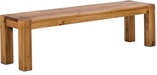 Sitzbank 180 cm Rio Kanto Brasil Pinie Massivholz Esszimmerbank Küchenbank Holzbank - Größe und Farbe wählbar Brasilmöbel von B.R.A.S.I.L.-Möbel
