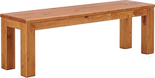 Sitzbank 140 cm Rio Classico Honig Pinie Massivholz Esszimmerbank Küchenbank Holzbank - Größe und Farbe wählbar Brasilmöbel von B.R.A.S.I.L.-Möbel