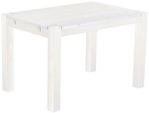 Esstisch Rio Kanto 120x73 cm Pinie Weiss Pinie Massivholz Größe und Farbe wählbar Esszimmertisch Küchentisch Holztisch Echtholz vorgerichtet für Ansteckplatten Tisch ausziehbar Brasilmöbel von B.R.A.S.I.L.-Möbel