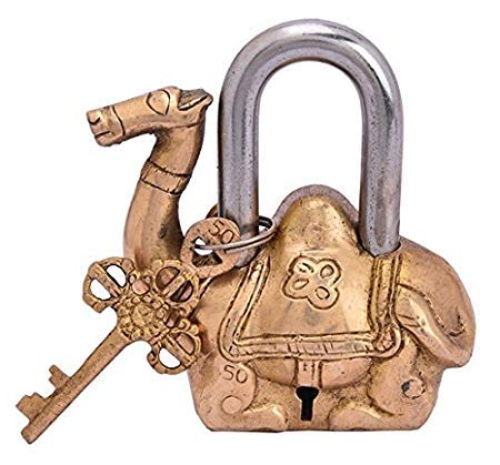 Vorhängeschloss aus Messing – Schloss mit Schlüsseln – funktionsfähig – Messing hergestellt – Typ: (Kamelfarben – Messing-Finish) von Brass Blessing
