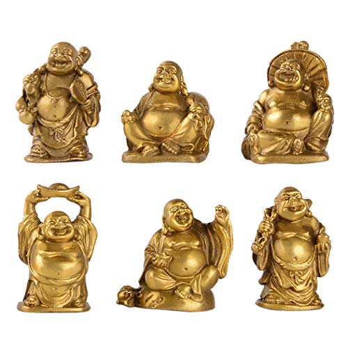Brass Statu Lachende Buddha-Figuren aus Messing, 5,1 cm, 6 Stück Brass Statu Lachende Buddha-Figuren aus Messing, 5,1 cm, 6 Stück von Brass Statu