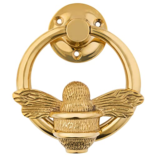 Brass Bee Türklopfer mit Ring aus Messing – Messing-Finish – massiver Messing-Türklopfer – Türklopfer von Brass Bee von Brass bee