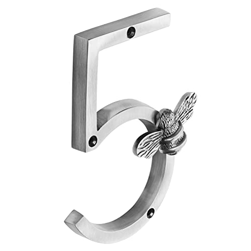 Hausnummer aus Zinn, Biene mit Bienen Design, modernes 5 Zoll Türschild, Nummernschilder, Plaketten, Hausnummer (5) von Brass bee