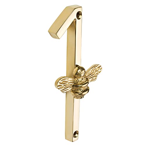 Hausnummer aus goldfarbenem Messing mit Bienen Design Modernes 5 Zoll Türschild, Nummernschilder, Plaketten, Straßen/Hausadresszahlen (1) von Brass bee