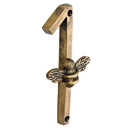 Traditionelle Hausnummer aus Messing mit Bienen Design Modernes 5 Zoll Türschild, Nummernschilder, Plaketten, Straßen/Hausadresszahlen (1) von Brass bee