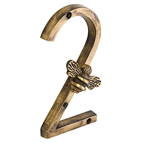 Traditionelle Hausnummer aus Messing mit Bienen Design Modernes 5 Zoll Türschild; Nummernschilder Straßen/Hausadresszahlen (2) von Brass bee