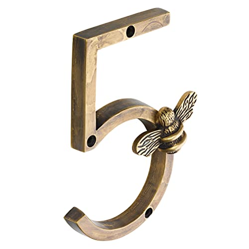 Traditionelle Hausnummer aus Messing mit Bienen Design Modernes 5 Zoll Türschild; Nummernschilder Straßen/Hausadresszahlen (5) von Brass bee
