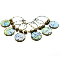 Benutzerdefinierte Vintage Karte Weinglas Charms Reisegeschenk Set Von Sechs von BrassAndChain