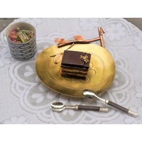 Kupfer Tablett || Graviertes Messing Vintage Dekoratives Mit Blumengravur Schmuckhalter Trinket Schale Display von BrassTonkinCraft