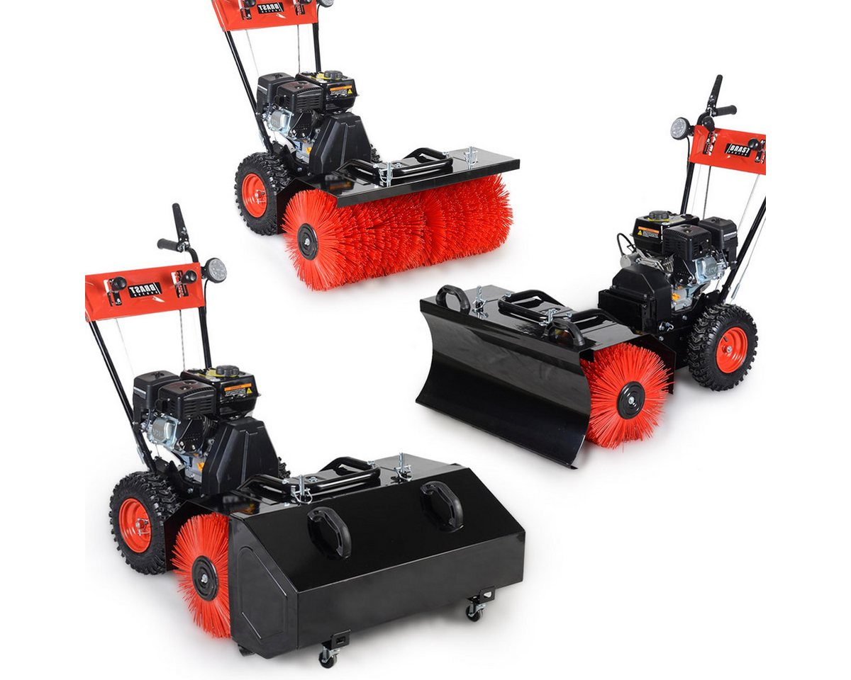 BRAST Benzin-Kehrmaschine 4-Takt Markenmotor, wechselbare Aufsätze, 5 Modelle, (inkl. Kehrbürste Laubsammler Schneeschieber), 3in1 Funktion von Brast