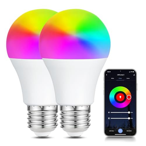 Bratek Smart WiFi RGB+CCT Glühbirne, E27, 11 W, leistungsstark, dimmbar, 1050 lm, mehrfarbig, kompatibel mit Alexa und Google Home, LED-Leuchtmittel 220 V, ersetzt 100 W Halogen, 2er-Set Bratek Smart WiFi RGB+CCT Glühbirne, E27, 11 W, leistungsstark, dimmbar, 1050 lm, mehrfarbig, kompatibel mit Alexa und Google Home, LED-Leuchtmittel 220 V, ersetzt 100 W Halogen, 2er-Set von Bratek