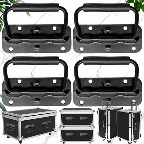 Brateuanoii 4 Stück Klappgriffe, Hardware Boxen Griff, Gefederter Kistengriff, Schwere Griffe, Flightcase Griff, Austausch Und Installation Griffs Für Werkzeugkästen Oder Aufbewahrungsboxen(Schwarzer) von Brateuanoii
