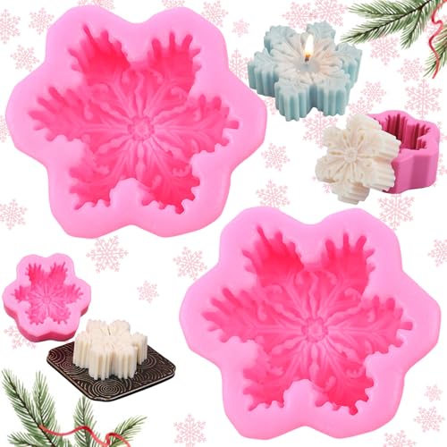 Brateuanoii 2 Stück 3D Schneeflocken Silikon Form, DIY Schneeflocken Silikon Kerze Form, 3D Schneeflocke DIY Harz Formen, Silikon Handwerk Mold, Für Kerzenherstellung Handwerk Ornamente von Brateuanoii