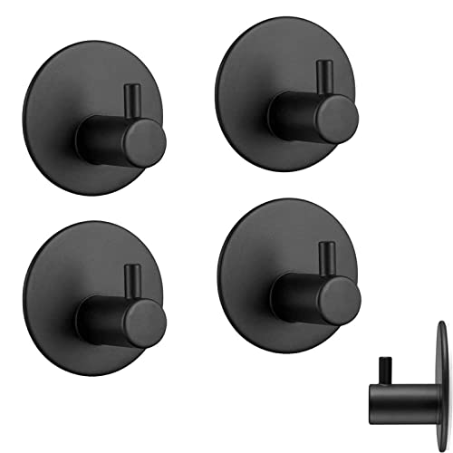 Brateuanoii 4 Stück Wandhaken Selbstklebend, Handtuchhaken Schwarz, Klebehaken Schwarz, Kein Bohren Erforderlich, Mattschwarz Rund, Selbstklebend, Edelstahl 304, Stark Brateuanoii 4 Stück Wandhaken Selbstklebend, Handtuchhaken Schwarz, Klebehaken Schwarz, Kein Bohren Erforderlich, Mattschwarz Rund, Selbstklebend, Edelstahl 304, Stark von Brateuanoii