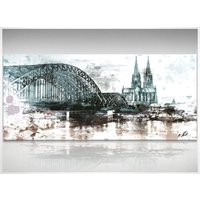 Wandbilder Kölner Dom Bild Köln Skyline Leinwand Kunst Bilder Kunstdruck Wohndeko Modern Neu D1145 von Bratiart