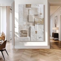 3D Optik Leinwandbild Beige Geometrisch, Abstrakt Kunstdruck Hochformat, Moderne Wandkunst, Wanddekoration Für Wohnzimmer, Schlafzimmer 7956 von Bratisart