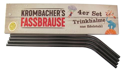 Brauerei K r o m b a c h e r - Fassbrause - 4 Trinkhalme aus Edelstahl von Brauerei