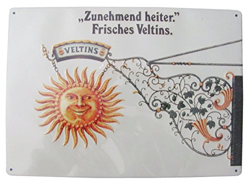 Brauerei V e l t i n s - Retro Blechschild Nr.4 - Zunehmend heiter. Frisches V - 29,5 x 21 cm von Brauerei