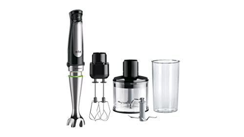 Braun Household Hogar MultiQuick 7 Mixer, Spritzschutz, spülmaschinenfest, BPA-frei, 600 ml, Zerkleinerer 500 ml, Eisklinge, MQ 7035XBI, 1000 W, Schwarz, MQ7035XBI von Braun Household