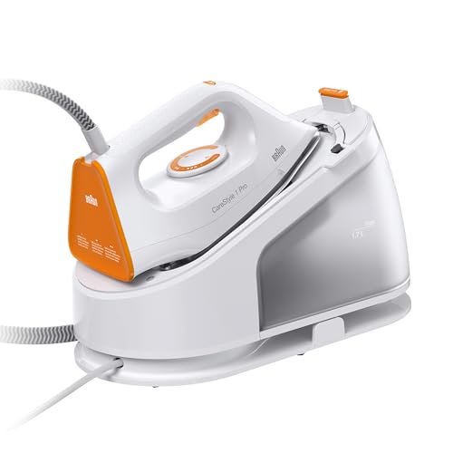 Braun CareStyle 1 Pro IS 1511 WH, Dampfbügelstation - Dampfbügeleisen mit FreeGlide 3D-Technologie, Vertikaldampf, Anti-Tropf-Funktion, 1,7 l Wassertank, 5,5 bar, 360 g/min, 2200 W, Weiß/Orange von Braun Household