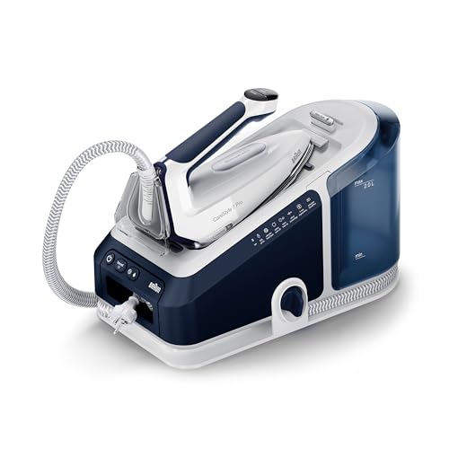 Braun CareStyle 7 Pro Dampfbügelstation IS 7282 BL – Dampfbügeleisen mit FreeGlide 3D Bügelsohle, iCare-Funktion, abnehmbarer 2 L Wassertank, Dampfstoß 600 g/min, 2700 Watt, Blau/Weiß von Braun