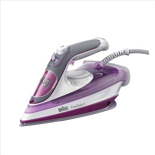 Braun TexStyle 5 Dampfbügeleisen SI 5037 VI – Bügeleisen mit Freeglide 3D Bügelsohle, Vertikaldampf, 2700 Watt, Dampfstoß 200 g/min, 330 ml Wassertank, Violett von Braun