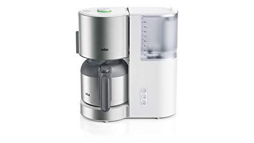 Braun Household Kaffeemaschine KF 5105 WH – IDCollection Filterkaffeemaschine, mit AromaSelect & 10 Tassen Thermoskanne, perfekter Genuss, 1000 Watt, Weiß/Edelstahl von Braun Household