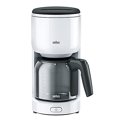 Braun Household PurEase Kaffeemaschine KF 3120 WH – Filterkaffeemaschine mit Glaskanne für 10 Tassen Kaffee, Kaffeezubereiter für einzigartiges Aroma, integrierter Wasserfilter, 1000 Watt, weiß von Braun Household