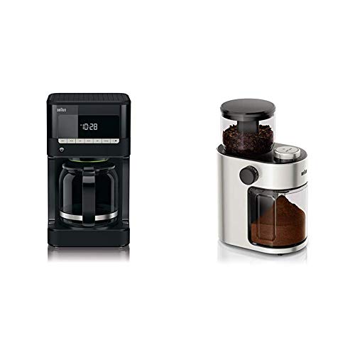 Braun KF 7020 Kaffeemaschine inkl. Glaskanne, schwarz + Braun FreshSet KG7070 Kaffeemühle | 2-12 Tassen | Für 220g Kaffee von Braun Household