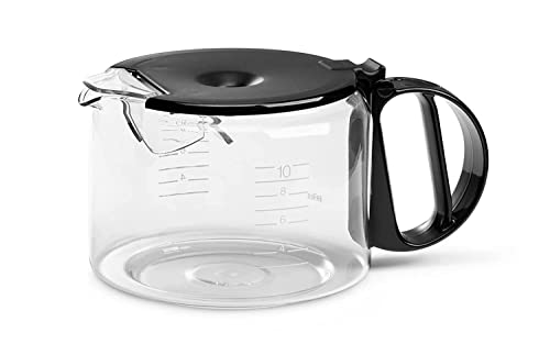 Braun Household Kaffeekanne BRSC010, Glaskaraffe mit klappbarem Kunststoffdeckel, Zubehör für Braun Household Aromaster Kaffeemaschine, für bis zu 10 Tassen, spülmaschinenfest, Schwarz von Braun Household