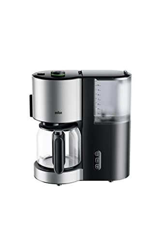 Braun Household Kaffeemaschine KF 5120 BK – IDCollection Filterkaffeemaschine mit AromaSelect & 10 Tassen Glaskanne, Entkalkungsanzeige, Reinigungsprogramm, 1000 Watt, Schwarz/Edelstahl von Braun Household