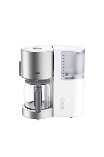 Braun Household Kaffeemaschine KF 5120 WH – IDCollection Filterkaffeemaschine mit AromaSelect & 10 Tassen Glaskanne, Entkalkungsanzeige, Reinigungsprogramm, 1000 Watt, Weiß/Edelstahl von Braun Household