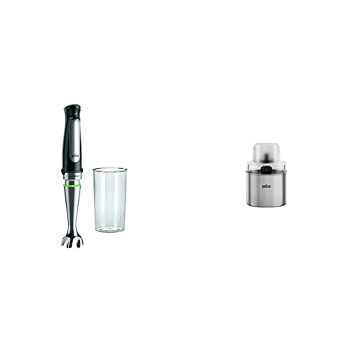 Braun MultiQuick 7 MQ 7000X Stabmixer inkl. 600 ml Mix- & Messbecher, 1000 Watt, schwarz & Braun Kaffee- und Gewürzmühlen Aufsatz MQS 270 SI mit EasyClick Plus System, Silber von Braun Household