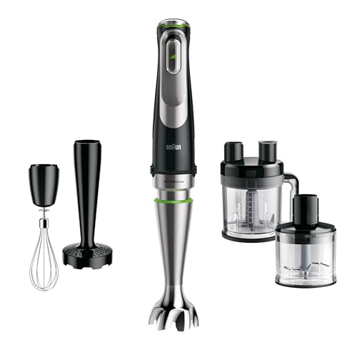 Braun MultiQuick 9 MQ 9187XLI Stabmixer – Pürierstab mit Active PowerDrive Technologie und 5 Zubehörteilen zum Zerkleinern, Stampfen, Rühren und Ice-Crushen, 1200 Watt, schwarz/Edelstahl von Braun Household