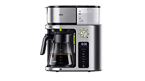 Braun MultiServe KF 9170 SI Kaffeemaschine - Filterkaffeemaschine mit Glaskanne, Direktwahl von 7 Portionsgrößen für bis zu 10 Tassen, Tee-Funtion, Touch Display, Zeitschaltuhr, 1750 Watt, Edelstahl von Braun Household