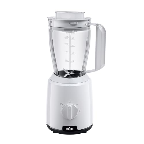 Braun Household PowerBlend 1 JB1000WH - Standmixer mit 1,5 l Mixaufsatz, Küchenhelfer zum Zerkleinern, Pürieren & Mixen, Ice-Crush-Funktion, 2 Geschwindigkeiten, 600 Watt, Weiß von Braun Household