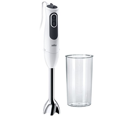 Braun Stabmixer MQ 3100 Smoothie+ – MultiQuick 3 Pürierstab mit Edelstahl Mixfuß, 750 Watt, inkl 600 ml Mixbecher, weiß/grau von Braun Household