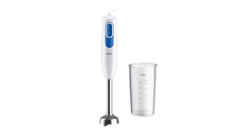 Braun Stabmixer MQ20.001M - MultiQuick 2 Pürierstab mit Edelstahl-Mixfuß, für Saucen, Smoothies und Vieles Mehr, 2 Geschwindigkeiten, inkl. 600 ml Mix- & Messbecher, 600 W, Weiß von Braun Household