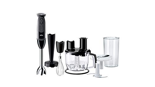 Braun Stabmixer MQ 5277BK Stabmixer – MultiQuick 5 Vario Pürierstab mit Edelstahl Mixfuß, 1000 Watt, inkl. 4-teiligem Zubehör-Set, schwarz von Braun Household