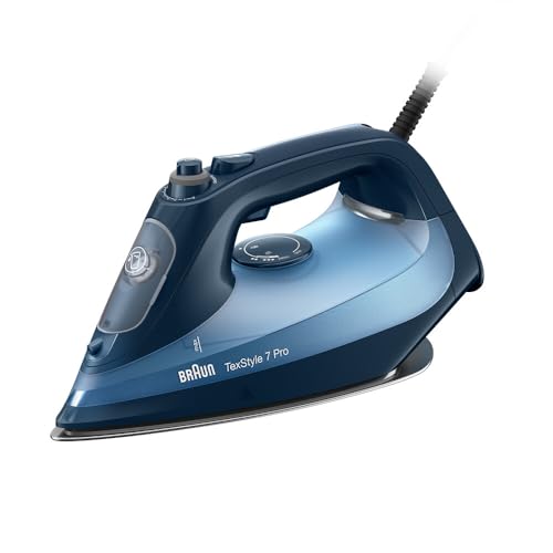 Braun TexStyle 7 Pro Dampfbügeleisen SI 7160 BL - Bügeleisen mit Freeglide 3D Bügelsohle, Vertikaldampf, 3000 Watt, Blau von Braun Household