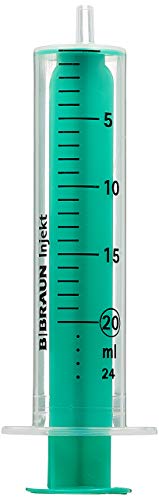 Braun Petzold - Spritze 20mL für Einmalinjektionen mit Luer-Ansatz - Einwegspritze mit grüner Kolbenstange & Graduierung in ml zur exakten Dosierung - Einmalspritzen aus Polypropylen (100er Pack) von KAISWSK