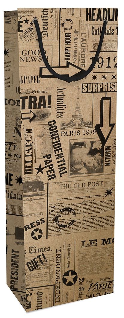 Braun & Company Flaschen Tasche News Kraftpapier 12 x 36 x 10 cm von Braun & Company