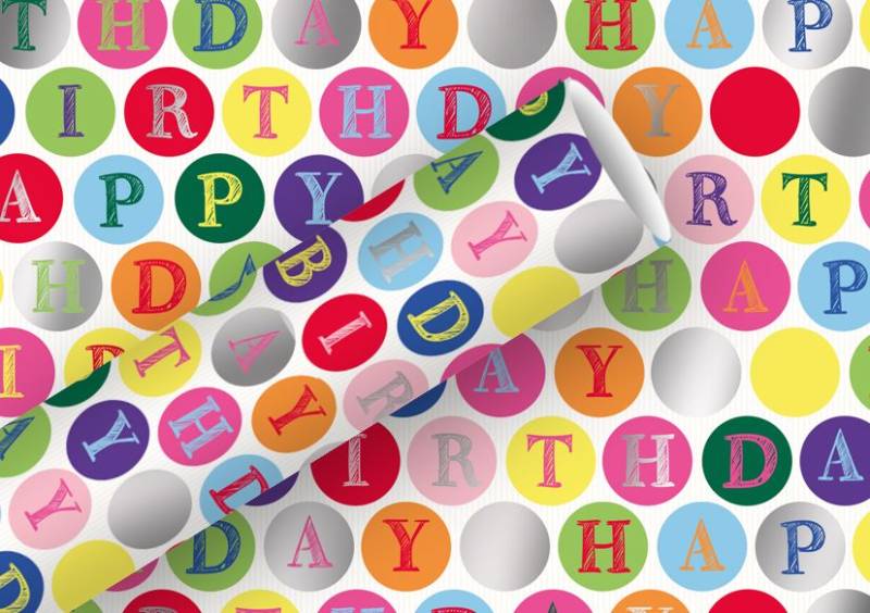 Braun & Company Geschenkpapier Happy Birthday Kreise 1,5 m x 70 cm von Braun & Company