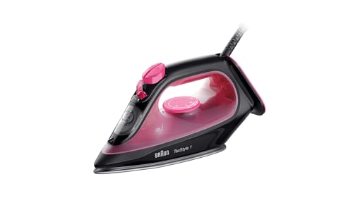 Braun TexStyle 1 SI1070PU, Bügeleisen mit 4 Jahren Unterstützung, SuperCeramic Platte, Präzisionsspitze, 130g,min, Nachfüllung von 220ml, Eco Modus, Tropfschutzsystem, 2000W, Violett von Braun
