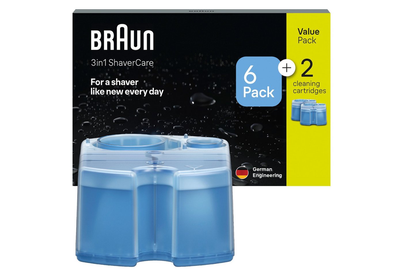 Braun 3-in-1 ShaverCare Reinigungskartuschen Elektrorasierer Reinigungslösung (reinigt 10x besser als Wasser, mit Zitrusduft) von Braun