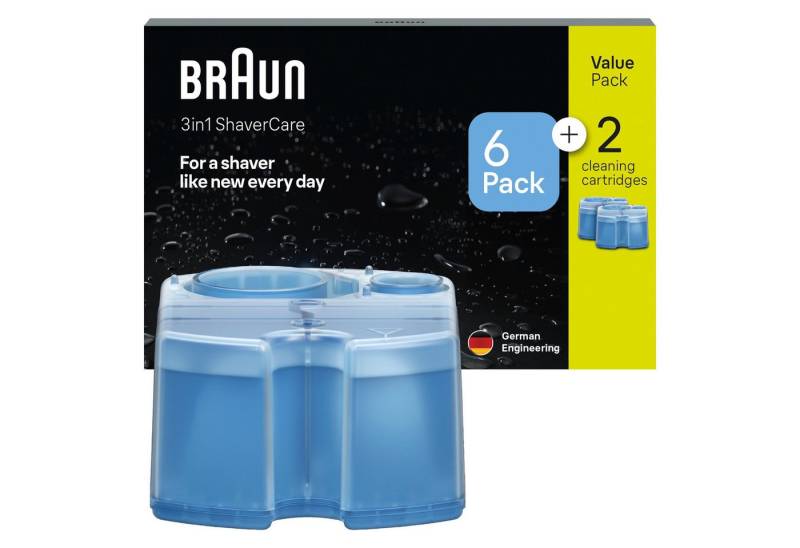 Braun 3-in-1 ShaverCare Reinigungskartuschen Elektrorasierer Reinigungslösung (reinigt 10x besser als Wasser, mit Zitrusduft) von Braun